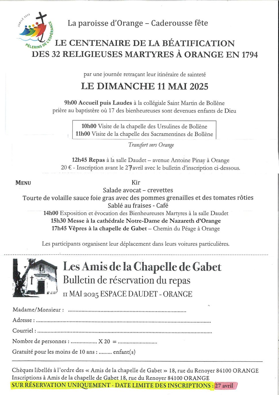 Programme et inscription repas 11 mai